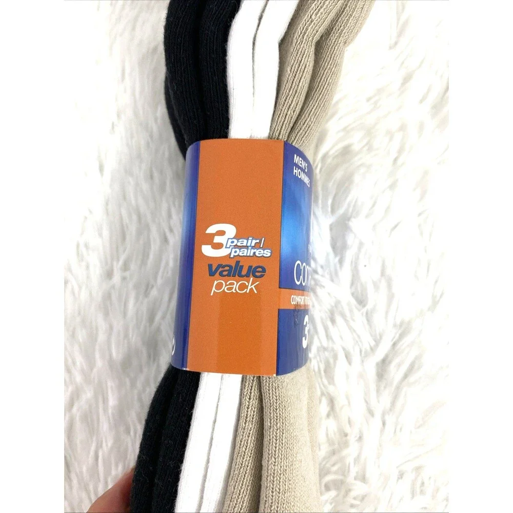 FootJoy Ankle Socks ComfortSof Sport Mens 7-12 Golf 3 Pairs White Black Beige
